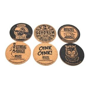 Reuzel Themed Round Cork Coasters for Drinks Absorbent Set of 6 Bar Wine Kitchen
